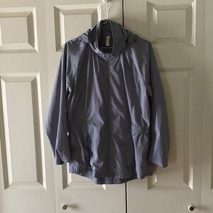Layer 8 women’s L quick dry windbreaker jacket gray hideaway hood vented